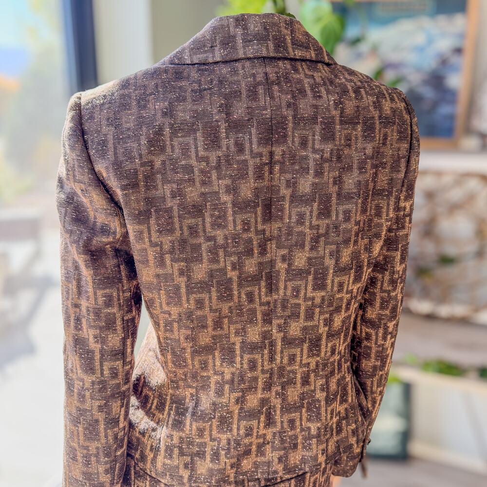 Antonio Melani, Women's Brown Geo Business Matching Set, Blazer-8 / Skirt-6 - Picture 7 of 14